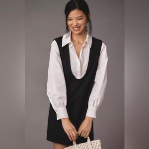 Maeve Anthropologie Black and White Petite Dress